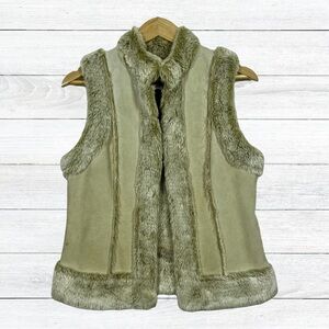 LAL Genuine Leather Vest with Faux Fur